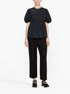 CECILIE BAHNSEN SUMMER TOP RECYCLED FAILLE BLACK