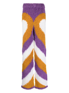 MARCO RAMBALDI BICOLOR HEART PILE KNITTED TROUSERS